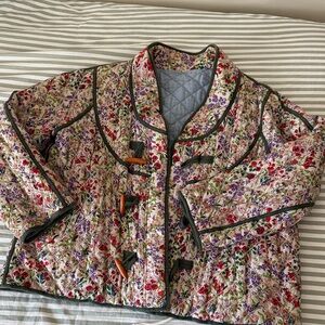 The Great. Quilted Floral Toggle Jacket - reversible